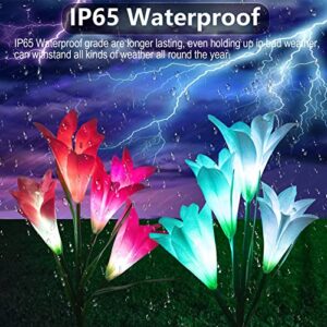 Solar Lily Flower Lights Outdoor Garden Waterproof Solar Flowers 7 Color Changing Powered Flower Lights for Garden Yard Decoration, 6 Pack Lily Solar Lights by TOPEMAI