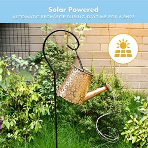 Homarden Solar Watering Can with Light Strings - Christmas Gardening Gift for Table Patio, Hanging Solar Lantern Lights, Solar Outdoor Garden Decor for Yard, Lawn, Pathway - Shephard Hook Included