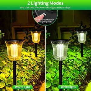 Zisnkdas 200 Lumens Solar Pathway Lights,4 Pack Landscape Path Lights Waterproof, IP65 Warm/White Solar Driveway Lights,Long Lasting LED Solar Walkway Light for Garden,Lawn,Path,Patio