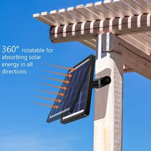 Solar Panel Compatible with Wyze Cam Outdoor, Silicone Solar Panel Powered for Surveillance Camera Outdoor Wireless, with 6V 3.5W Charging Compatible with Your WYZE Wireless Camera Outdoor (Black)