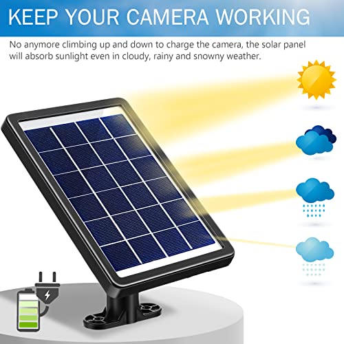 Solar Panel Compatible with Wyze Cam Outdoor, Silicone Solar Panel Powered for Surveillance Camera Outdoor Wireless, with 6V 3.5W Charging Compatible with Your WYZE Wireless Camera Outdoor (Black)