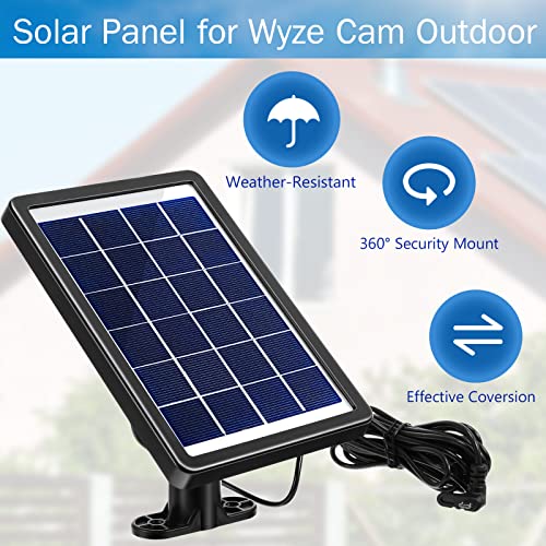 Solar Panel Compatible with Wyze Cam Outdoor, Silicone Solar Panel Powered for Surveillance Camera Outdoor Wireless, with 6V 3.5W Charging Compatible with Your WYZE Wireless Camera Outdoor (Black)