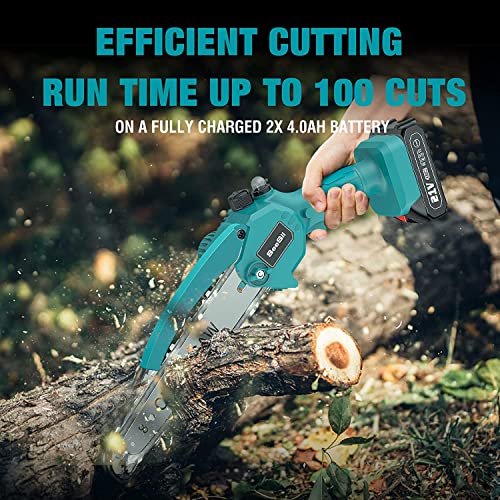 Mini ChainSaw 8 Inch, SeeSii Cordless Chainsaw with 2x 2.0 Battery Auto-oil System One-Handed Electric Chain Saw Electric Pruning Chainsaw for Wood Cutting Garden Logging Trimming Branch