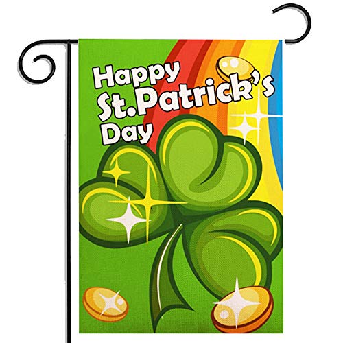 XIAXUE MLEN St. Patrick's Day Clovers Garden Flag Shamrocks Banner Holiday 12"x18" St. Patrick's Day Decorations