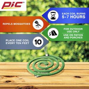 PIC Mosquito Repelling Coils, 4 Count Box, 6 Pack - Mosquito Repellent for Outdoor Spaces (24 Coils Total)