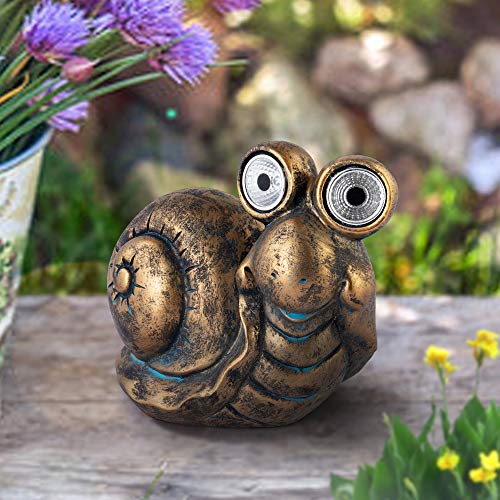 Gaidenly Outdoor Solar Garden Lights, Snails Garden Statue, Resin Figurine Garden Lawn Ornaments, Decorative Garden Lights for Lawn Patio Yard Pathway, Gardening Gifts for Women 6.5" X3.75''X5.3'' in