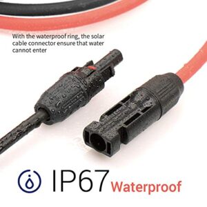 JYFT 10AWG(6mm²) Solar Extension Cable with Two-Preinstalled PV Compatible Female and Male Connector (6FT Red + 6FT Black)