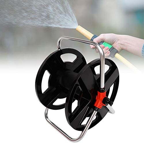 Hose Reel, Water Pipe Car Roll 35 Meters Water Pipe Storage Shelf Hose Reel Rope Storage Rack Heavy Duty Rolling Hose Easy to Store and Easy to Move for Gardening with Thick Brackets