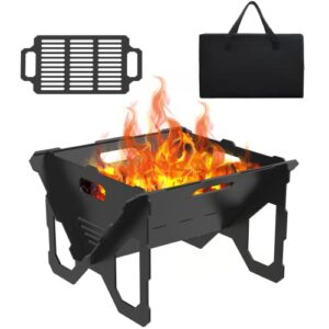 hypata 20 inch fire pits for outside,portable fire pit for camping,2 in 1 metal fire pit stove backyard patio garden fireplace for camping, outdoor heating, bonfire and picnic