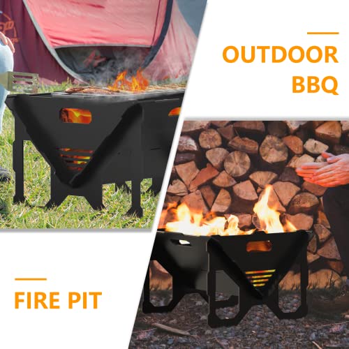 HYPATA 20 Inch Fire Pits for Outside,Portable Fire Pit for Camping,2 in 1 Metal Fire Pit Stove Backyard Patio Garden Fireplace for Camping, Outdoor Heating, Bonfire and Picnic