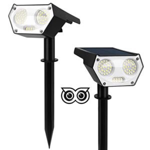 e-senior solar spot lights outdoor, 60 leds solar landscape lights ip65 waterproof, outdoor solar light with 2 modes for garden yard patio driveway pool 2 pack (cool white)