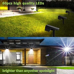 E-Senior Solar Spot Lights Outdoor, 60 LEDs Solar Landscape Lights IP65 Waterproof, Outdoor Solar Light with 2 Modes for Garden Yard Patio Driveway Pool 2 Pack (Cool White)