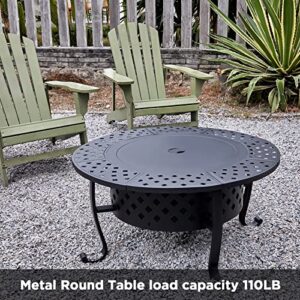 fissfire 36 Inch Outdoor Fire Pits, Wood Burning Firepit with 2 BBQ Grill & Lid, Metal Round Table for Bonfire Patio Backyard Garden Camping Beach