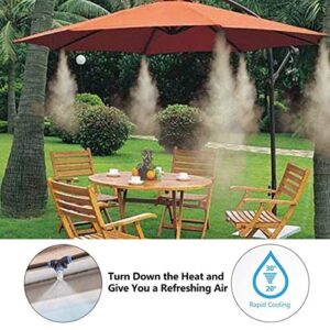 LAVAED 26.2FT Outdoor Misting Cooling System,Irrigation Sprinkle System with 9pcs Misting Nozzles +a Brass Adapter(3/4) for Yard,Patio Garden Greenhouse,Trampoline Water Park
