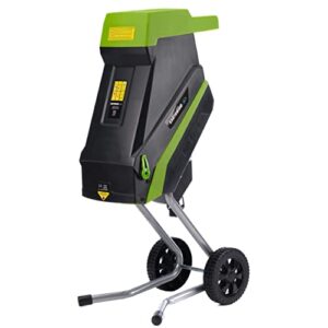 Earthwise GS015 15-Amp Electric Corded Chipper/Shredder with Collection Bag, Green/Black