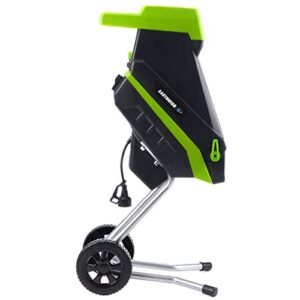 Earthwise GS015 15-Amp Electric Corded Chipper/Shredder with Collection Bag, Green/Black