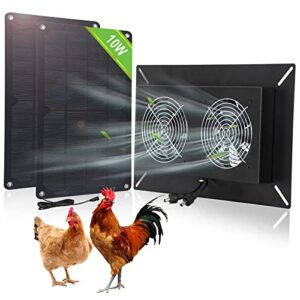 dc house 20w solar powered dual metal shell exhaust fan kit for chicken coops, greenhouses, sheds, pet houses, and windows – waterproof and plug & play