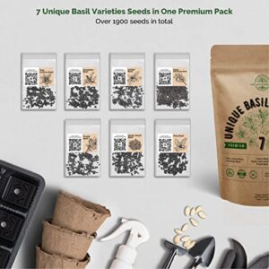 7 Basil Herb & 20 Most Popular Vegetable Seeds Variety Packs Bundle Non-GMO Heirloom Seeds for Planting Indoor and Outdoor Over 3200 Herbs & Vegetables Seeds in One Value Bundle