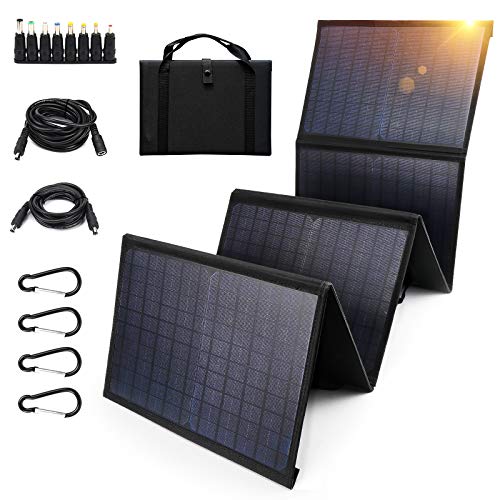 Keshoyal Foldable Solar Panel – 60W Portable Solar Panels with 5V USB and 18V DC for Camping,Cell Phone,Tablet and 5-18V Devices – Compatible with Solar Generators Power Stations