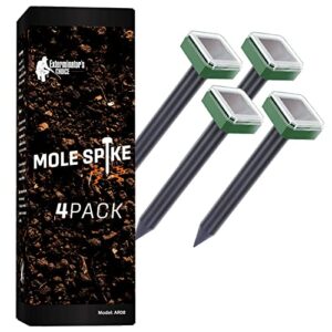 exterminators choice ultrasonic mole spikes to rid lawns & gardens of rodents – 4 pack – solar powered rodent repeller is an energy saving and humane pest & gopher repellent – mole repellent