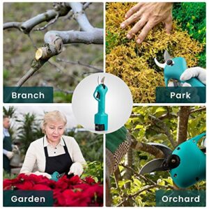 Anbull Electric Pruning Shears, Cordless Pruner with 2Pcs 21V Backup Rechargeable Lithium Battery Powered Tree Branch Pruner for Gardening, 1.26 Inch (32mm) Cutting Diameter Electric Shear (Green)