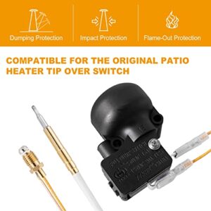 Thermocouple & Tilt Switch for Patio Heater, Thermocouple and Dump Switch Repair Kit for Propane Patio Heater Glass Tube Patio Heater Gas Heater, Patio Heater Parts for Tower Heater, 1 Pack