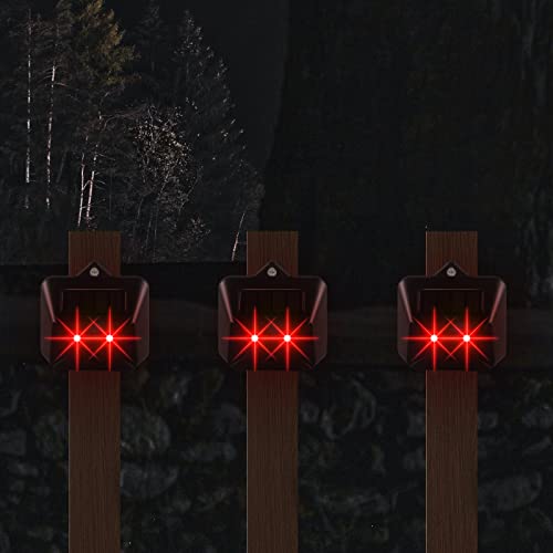 4 Pcs Solar Animal Repeller Predator Lights Deterrent for Coyote Fox Skunk Raccoon Rabbit Cat Dog Deer Repellent Devices Outdoor for Chicken Coop Yard Farm Garden, IP44 Waterproof