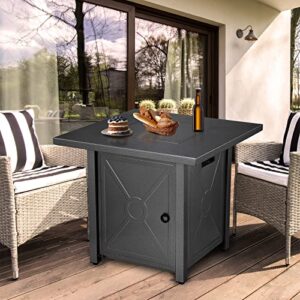 Havato 28" Propane Fire Pit Table,40,000 BTU Gas Fire Pit Table with Safe Lid,Auto-Ignition,with Lava Rocks,Steel Fire Pit Bowl,Protective Cover,Outdoor Fireplace for Outside Backyard Garden