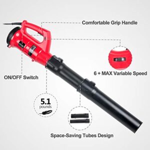 AVID POWER 12Amp 600CFM Electric Leaf Blower, Corded Leaf Blower, 6 Variable Speed Leaf Sweeper for Lawns, Yards, Patios, Gardens