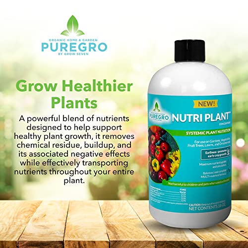 PureGro Nutri Plant Concentrate - Plant Food with Micro Nutrients - Indoor Plant Fertilizer & Outdoor Plant Fertilizer - Suitable for Vegetables, Plants & Gardens - Liquid Plant Food (16 oz)