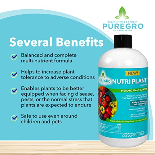 PureGro Nutri Plant Concentrate - Plant Food with Micro Nutrients - Indoor Plant Fertilizer & Outdoor Plant Fertilizer - Suitable for Vegetables, Plants & Gardens - Liquid Plant Food (16 oz)