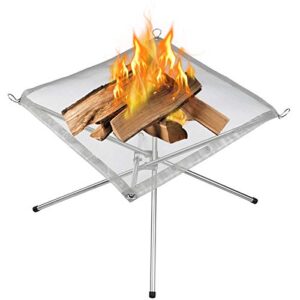 portable outdoor fire pit 22 inch upgrade foldable stainless steel mesh fire pit wood burning, collapsible fireplace space saving perfect for camping, backyard, patio, garden (carrying bag included)