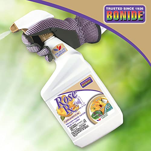 Bonide Rose Rx Multi-Purpose Fungicide, Insecticide and Miticide, 32 oz Ready-to-Use Spray, For Organic Gardening