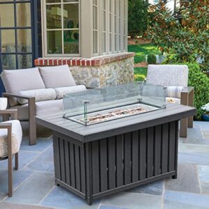 propane fire pit table 50,000 btu 43″ outdoor gas table with automatic ignition and tempered glass windshield for porch, patio, yard, garden