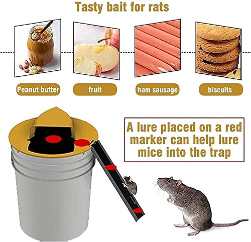 Mouse Trap - Bucket Mouse Traps,Automatic Reset Flip and Slide Bucket Lid Mouse Trap |Humane or Lethal|Reusable|Auto Reset | Indoor Outdoor|5 Gallon Bucket Compatible|3 Pack