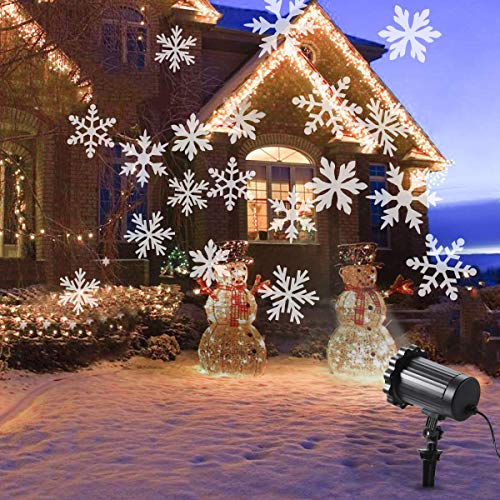 Christmas Projector Lights Outdoor/Indoor, Waterproof LED Christmas Snowflake Projector Lights for Halloween, Christmas, Home Birthday Party and Garden Decoration