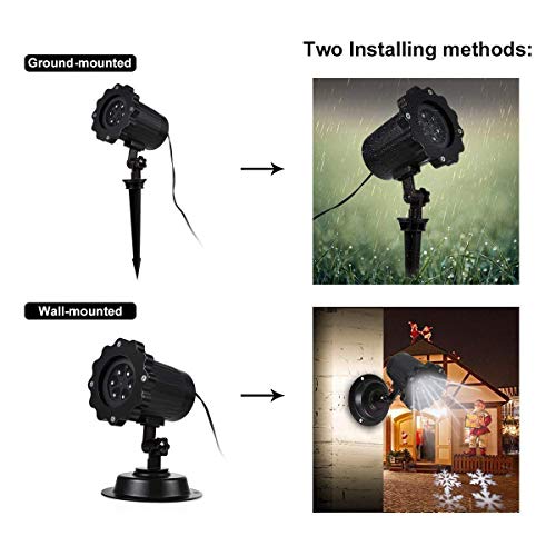 Christmas Projector Lights Outdoor/Indoor, Waterproof LED Christmas Snowflake Projector Lights for Halloween, Christmas, Home Birthday Party and Garden Decoration