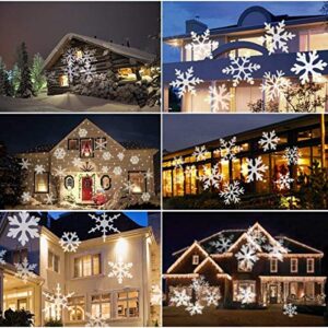 Christmas Projector Lights Outdoor/Indoor, Waterproof LED Christmas Snowflake Projector Lights for Halloween, Christmas, Home Birthday Party and Garden Decoration