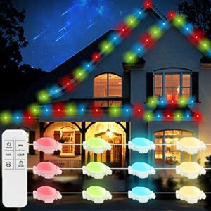 nuoante permanent outdoor lights, rgb+ww multicolor 36ft 15 led eaves decor lights with remote control, warm white pathway string lights ip67 waterproof for housing garden walkway decoration