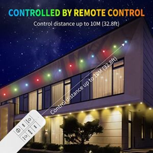 Nuoante Permanent Outdoor Lights, RGB+WW Multicolor 36ft 15 LED Eaves Decor Lights with Remote Control, Warm White Pathway String Lights IP67 Waterproof for Housing Garden Walkway Decoration