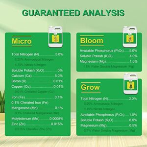 Bloom Grow Micro Liquid Nutrients - Flourish Hydroponic Garden Plant Fertilizer Series for Plants, Vegetables and Soil (Pack of 3-1 Liter Each) -Upgraded Version