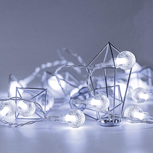YoTelim  Globe String Lights Battery Operated ，2 Pack 26.2FT 60 LED Cool White Water Proof Crystal Ball Outdoor String Lights with Remote Control for Home, Patio,Party, Christmas, Garden Decor