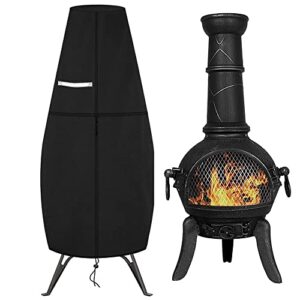 patio chimenea fire pit cover waterproof outdoor fire pit cover breathable heavy duty patio heater cover, dustproof anti uv and tear resistant for garden, patio (122 * 21 * 61cm) – black