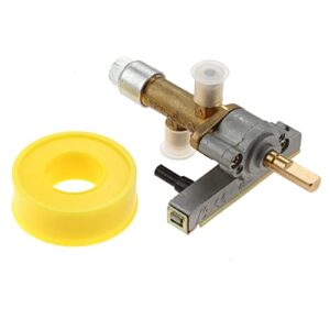 etermeta gas safety control valve with piezo push ignition device for garden sun propane powered patio heater repair replacement parts, 7/16″-24 unef inlet & outlet, gold
