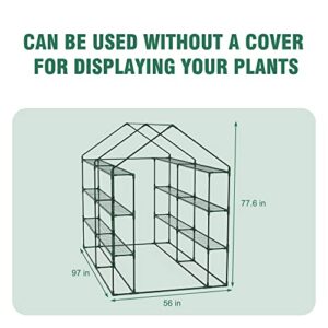 Sundale Outdoor Green House Kits to Build for Outside Winter,97 x 56 x 77 Inch Walk in Pop Up Greenhouses with Shelves,Indoor Outdoor Portable Zipper Greenhouse Tall with Roll Up Doors & Cover