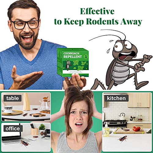 12 Pcs Roach Repellent - Best Roach Repellent for Home Indoor, Natural Cockroach Repellent Peppermint Oil to Repels Rodent - Keep Away from Car, Kitchen, Garage