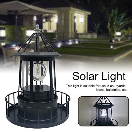 GEZICHTA LED Solar Powered Lighthouse, 360 Degree Rotating Lamp, IP65 Waterproof LED Solar Lighthouse Garden Yard Outdoor Decor