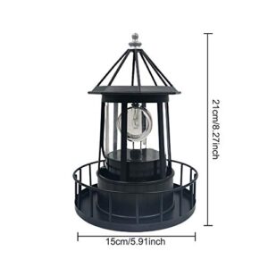 GEZICHTA LED Solar Powered Lighthouse, 360 Degree Rotating Lamp, IP65 Waterproof LED Solar Lighthouse Garden Yard Outdoor Decor