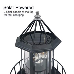 GEZICHTA LED Solar Powered Lighthouse, 360 Degree Rotating Lamp, IP65 Waterproof LED Solar Lighthouse Garden Yard Outdoor Decor