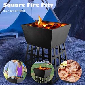 Iron Large Fire Pits Cast Iron Firepit Modern Stylish BBQ Burn Pit Outdoor for Garden Patio Terrace Camping Stand Stove